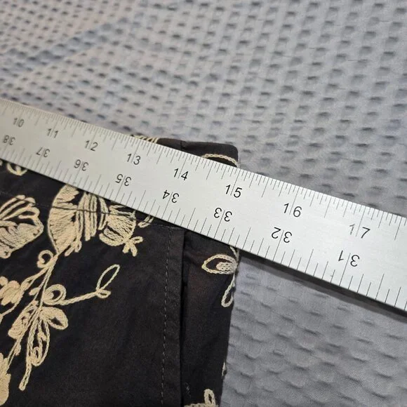 J Crew Black & Ecru Mirabel Pencil Skirt Floral Embroidered Classic Boho Preppy - Picture 7 of 8